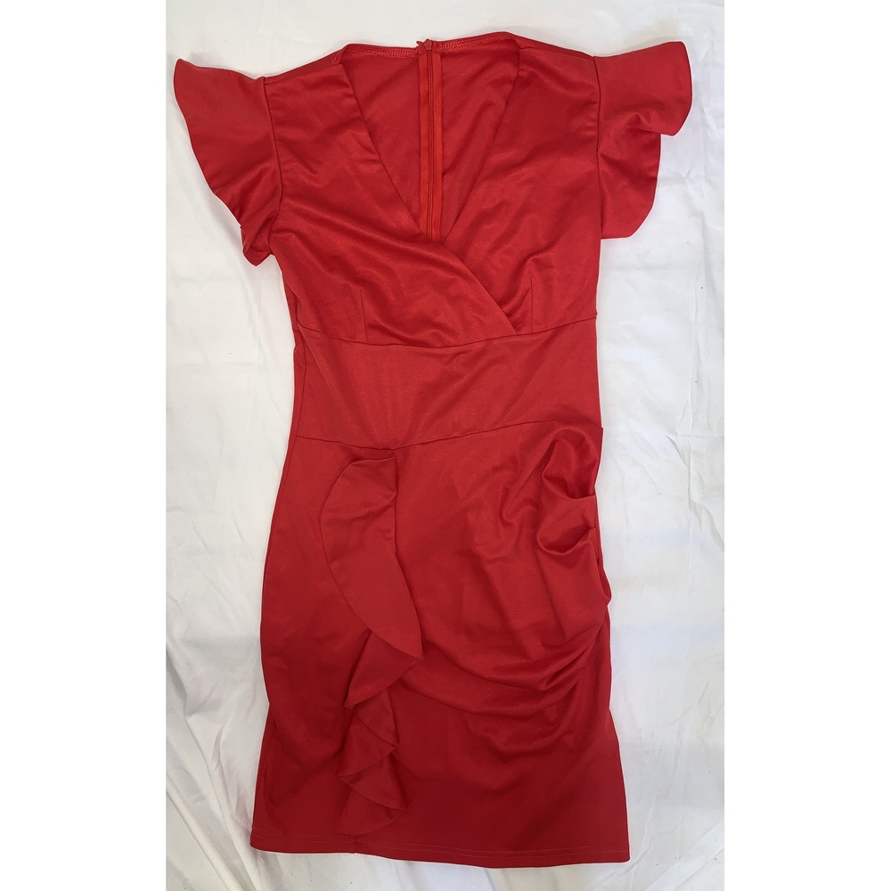 Lyaner Off Shoulder Red M Empire Formal Cocktail Party Dress Midi